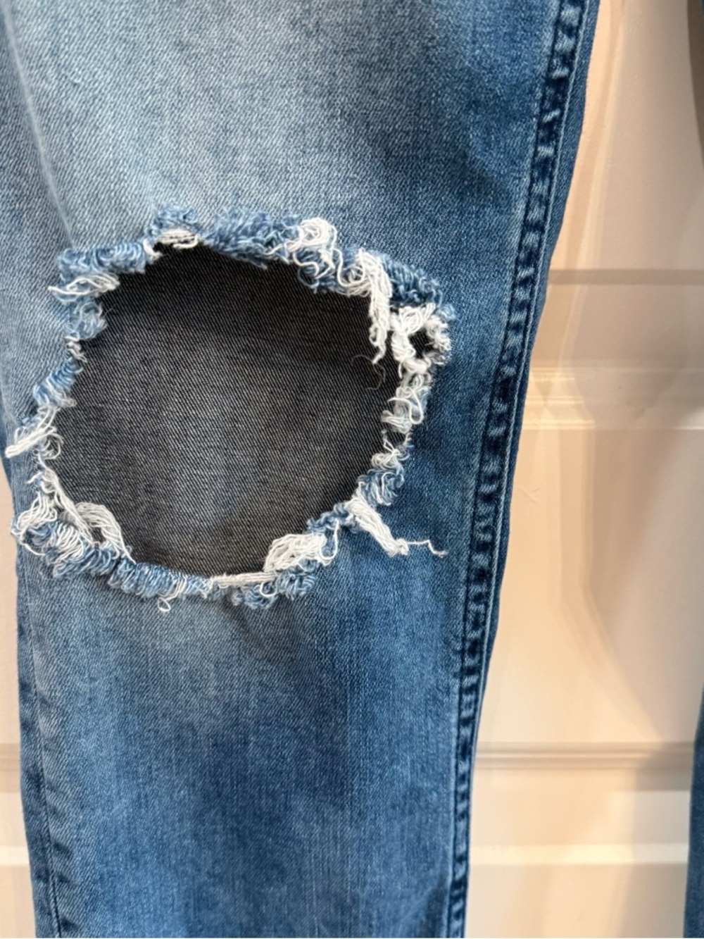 Free People High Rise Distressed Knee Skinny Jeans 90s Vintage Y2K Blue - Picture 2 of 10